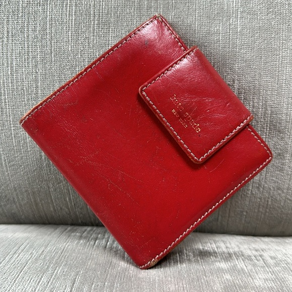 kate spade Handbags - VINTAGE KATE SPADE GENUINE RED & PURPLE LEATHER WALLET W/ SNAP COIN COMPARTMENT